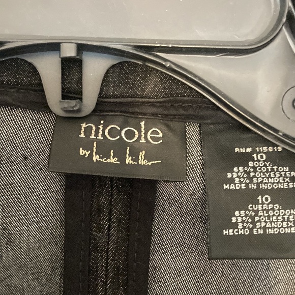 Nicole by Nicole Miller Cropped Jacket Sz 10 Black Stretch Denim Gold Rush - Picture 7 of 9